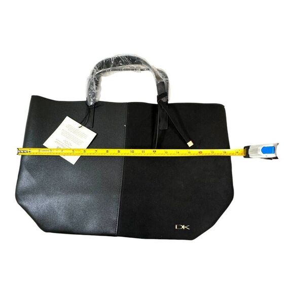 Donna KaranTwo Tone Black Tote Bag Purse Large NEW Dual Texture Design & Handles - Picture 5 of 10